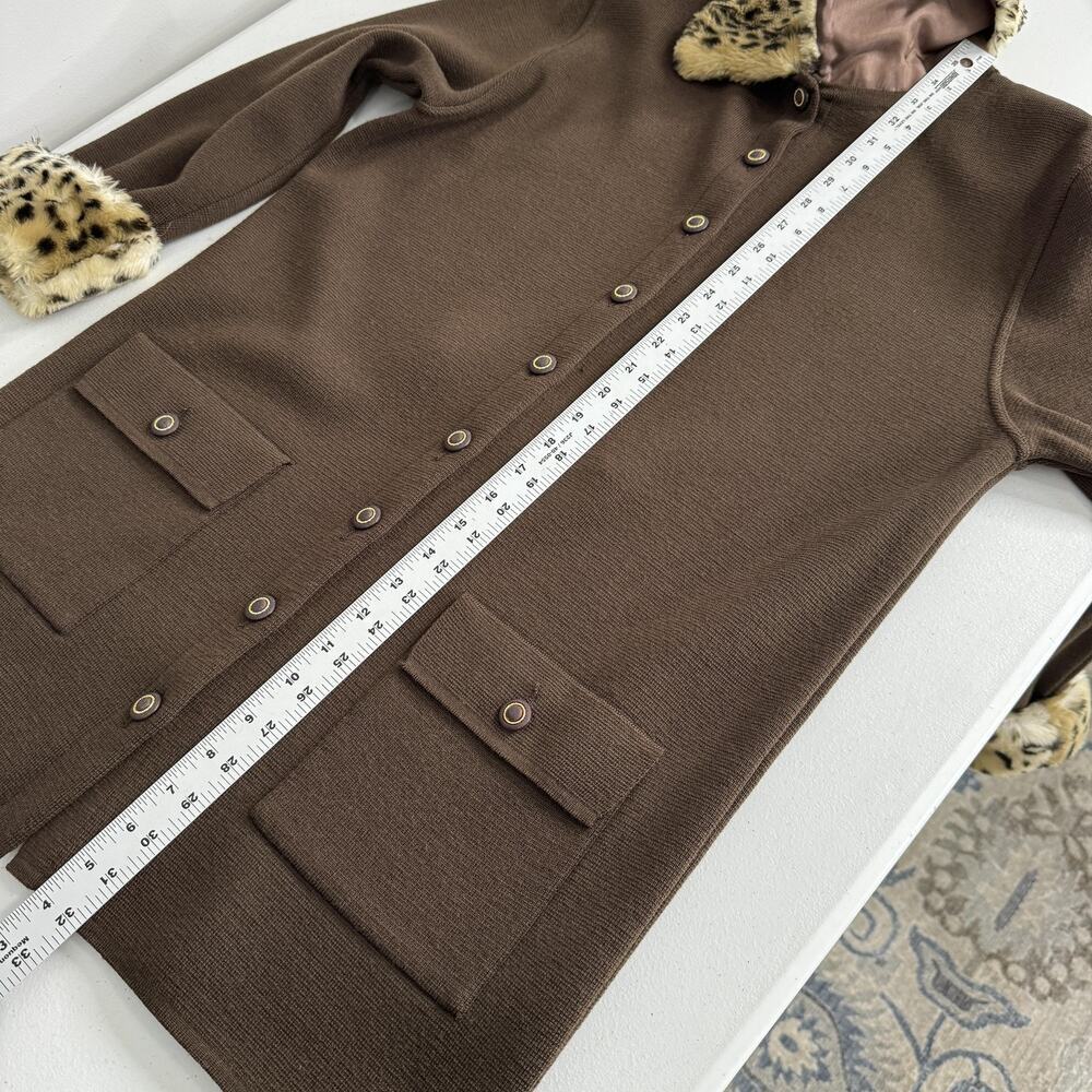 Vintage Pubbliche Relazioni Jacket Women Medium Wool Leopard Faux Fur Trim Retro - Picture 13 of 14
